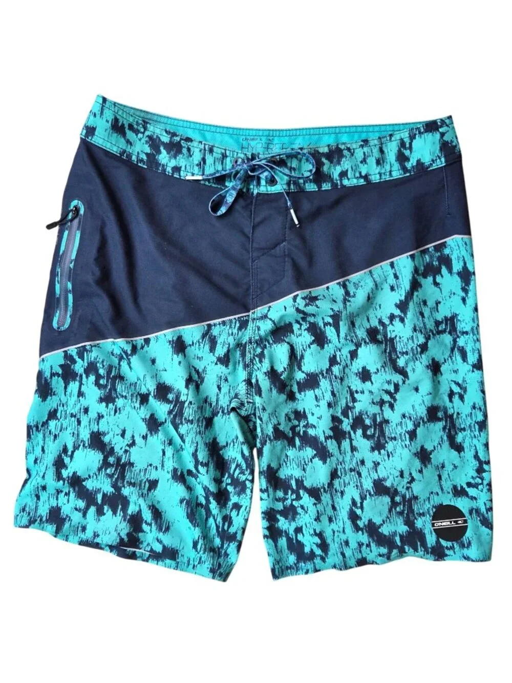 ONeill Hyperfreak Board Shorts Size 30 Blue & Teal Pattern Polyester/Elastane Me